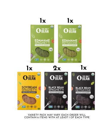 The Only Bean Soy Black Bean and Edamame Pasta - Gluten Free, Keto & Protein Rich Noodles (Variety Pack, 8oz x 6) - Buy Online on GoSupps.com
