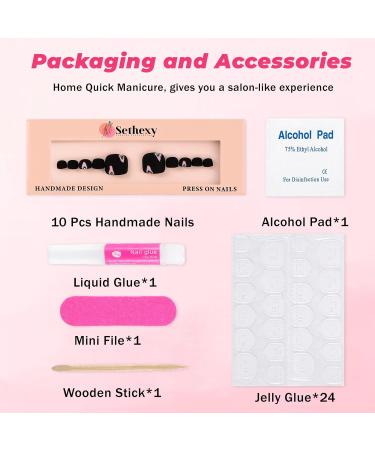 Sethexy Matte Square Short False Toenails Handmade Black Press On Toenails Simple Acrylic Fake Toe Nails Full Cover Artificial Stick On Foot Nails Removable for Women and Girls (1) - Buy Online on GoSupps.com