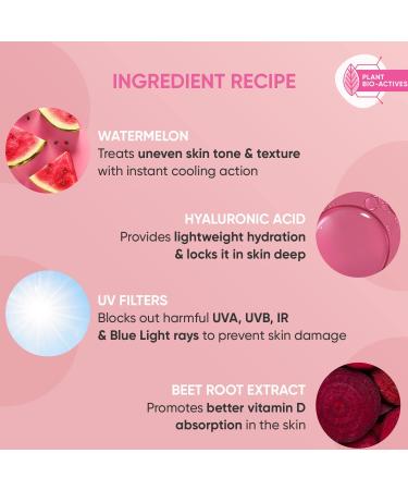 Watermelon Hyaluronic Cooling Sunscreen SPF 50 PA+++ | Moisturized Skin UV & Blue Light Protection No White Cast Lightweight Formula - Buy Online on GoSupps.com