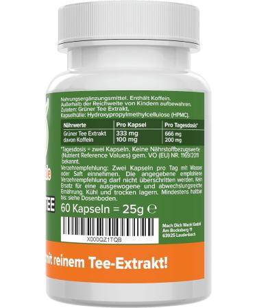 Green Tea Extract Capsules - 100mg Caffeine Vegan High-Dose Made in Germany - Laboratory Tested No Additives Small Capsules - Go Awake!  - Buy Online on GoSupps.com