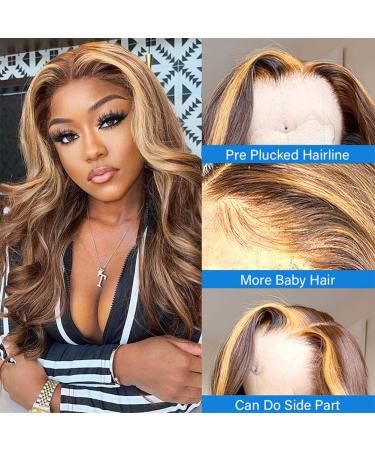 Godwizus 20 Honey Blonde Ombre Human Hair Lace Front Wig for Black Women - Pre Plucked, 180% Density, Natural Hairline, Body Wave Style - Buy Online on GoSupps.com