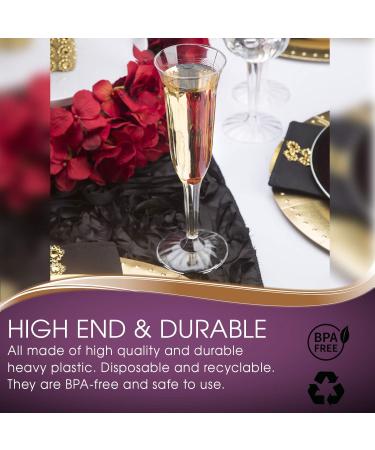 96 Disposable Crystal Cut Plastic Champagne Flutes - Unbreakable Clear Glasses for Parties and Events - 5.5oz - Buy Online on GoSupps.com