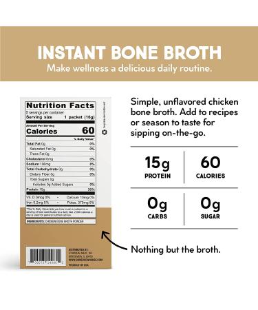 Bone Brewhouse Unflavored Chicken Bone Broth Protein Powder - 15g Protein - Keto & Paleo Friendly - Natural Collagen - Gluten-Free & Dairy-Free - 5 Packets - Buy Online on GoSupps.com