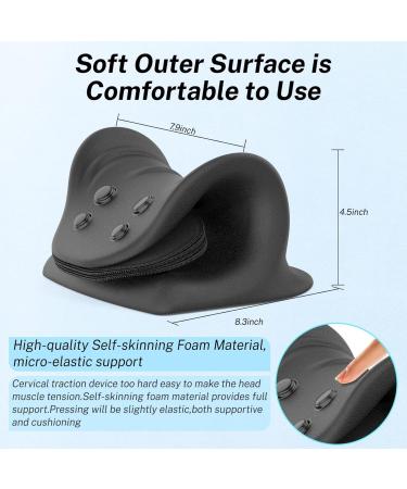 MOILO Manual air bag neck stretcher neck and shoulder relaxer enhanced traction pillow design height adjustable for relieving cervical neck pain can be used on both sides (Black) - Buy Online on GoSupps.com