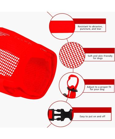 Yaodhaod XL Red Dog Muzzle - Breathable Nylon Mesh Comfortable Fit Adjustable Straps for Biting Chewing & Barking - Buy Online on GoSupps.com