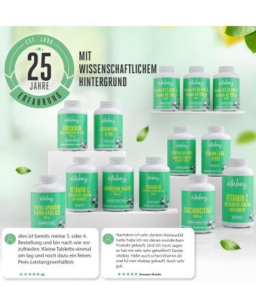 VITABAY Pantothenic Acid 500 mg - 300 Vegan Capsules | High Dose Vitamin B5 | Gastrointestinal Resistant | Purely Biological | Made in Germany - 3-Pack - Buy Online on GoSupps.com