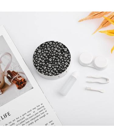 Halloween Skull Pattern Round Case For Contact Lens Kit Storage Box with Mirror Printed - Buy Online on GoSupps.com