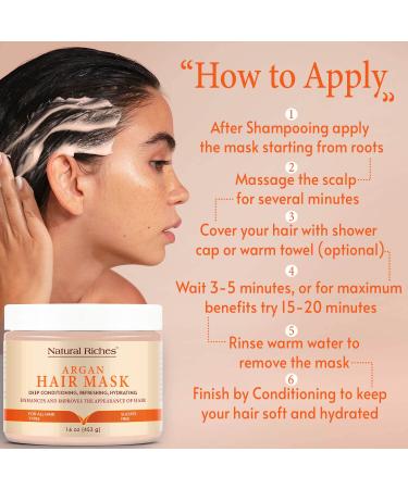Natural Riches Hydrating Argan Oil Hair Mask - 16 oz | Moroccan Oil Mask for Moisturizing and Hydrating Hair - Buy Online on GoSupps.com