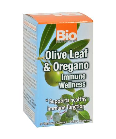2 Pack of Bio Nutrition Immune Wellness - Olive Leaf and Oregano - 60 Vegetarian Capsuless - Dairy Free - Wheat Free -