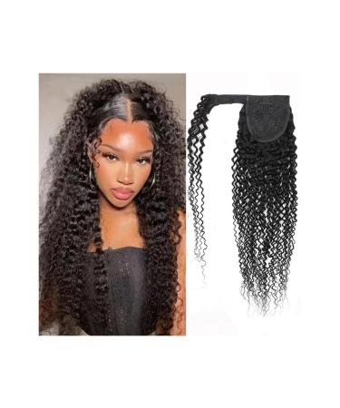 Hair Extensions Ponytail Kinky Curly Ponytail Extension Natural Color Wrap Around Human Hair Pony Tail with Magic Paste Brazilian Remy Hair Curly Ponytail Hairpieces Natural Synthetic Hairpiece for 12inches