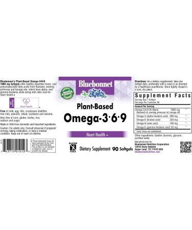 Bluebonnet Plant-Based Omega 3-6-9 Softgels - 90 Count | High-Quality Nutrition - Buy Online on GoSupps.com