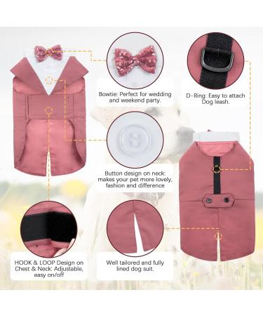 Kuoser Dog Smoking Suit & Bandana Set | Pet Formal Clothing for Weddings Halloween & Birthdays | S-XXL Red Bean Paste - Buy Online on GoSupps.com