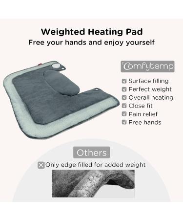 Comfytemp Weighted Heating Pad for Neck and Shoulder - Fast-Heating Electric Heat Pad for Pain Relief - 3 Heat Levels, Auto Shut off - Wearable & Washable - 17x22 Grey - Ideal Gifts for Women/Men - Buy Online on GoSupps.com