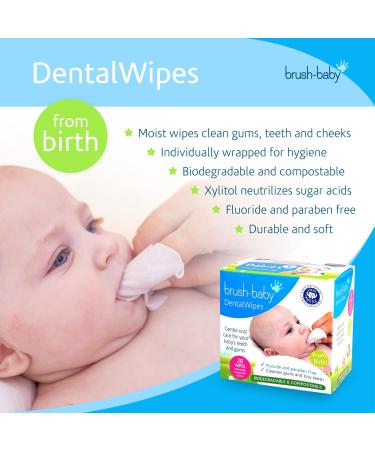 Brush Baby Teething Relief Dental Wipes for Ages 0-Toddler - 28 Finger Wipes - Prevent Teething Pain & Tooth Decay - Pack of 1 - Buy Online on GoSupps.com
