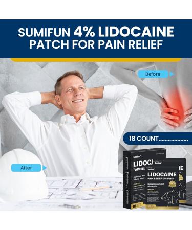 Sumifun 4% Lidocaine Pain Relief Patches - 18 Count for Back Shoulder Muscle & Joint Pain - Maximum Strength Pain Relief - Buy Online on GoSupps.com