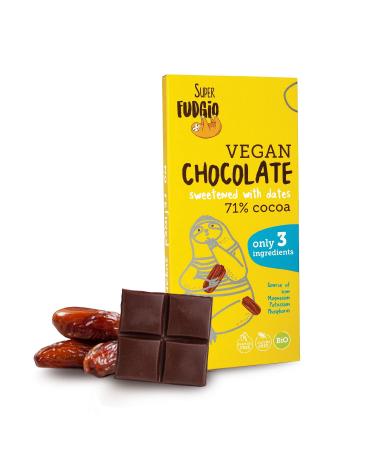 SUPER FUDGiO SUPER FUDGiO Organic Vegan Chocolate made from natural organic ingredients | Sweetened with dates instead of sugar | Gluten-free vegan | 80g