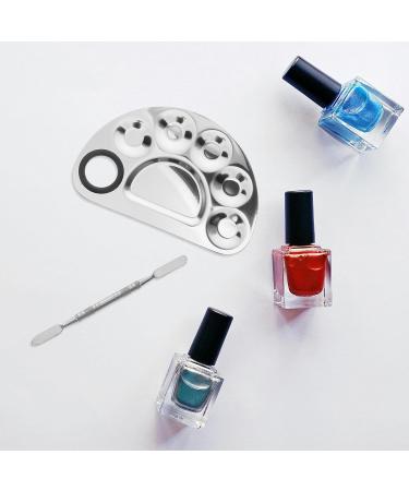 Palette de M lange pour Ongles et Spatule en M tal 2 Pi ces Plateau Compact Semi-Circulaire en Acier Inoxydable Outil Nail Art pour Usage Salon et Application Cosm tiques - Buy Online on GoSupps.com
