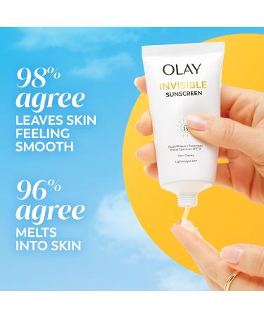 Olay Invisible Sunscreen SPF 35 100% Invisible Facial Sunscreen and Makeup Primer - Fragrance-Free Weightless No White Cast Broad Spectrum Sun Protection with Vitamin C & E Aloe Vera 1.7 Oz 1.7 Ounce (Pack of 1) - Buy Online on GoSupps.com