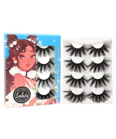 Losha 5D Faux Mink Lashes 25mm - 4 Pairs Pack | Dramatic Fluffy Volume False Eyelashes - Buy Online on GoSupps.com