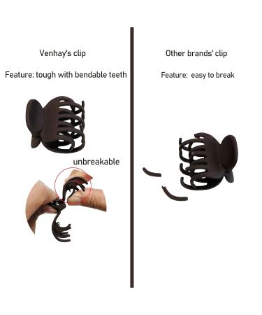 Venhay Small Double Row Hair Claw Clips - 9 Pack | Unbreakable Bendable Teeth Claw Clip for Thin Hair | Medium Matte Neutral Non-slip Design - Buy Online on GoSupps.com