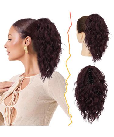 BARSDAR BURGUNDER PERE CHANTION CLAUS CLIP PERE CAN HARD HAIR Extension 30cm Curly Wavy Multi Layered Synthetic Pference Hair Parts for Women (Dunkles Burgundy) 30cm Darks Burgundy