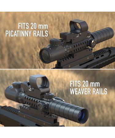 Pinty 3-9x32 Rifle Scope with Rangefinder, Illuminated Reflex Sight, Green Dot Laser - 4 Reticle Options - Buy Online on GoSupps.com