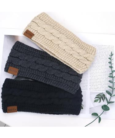 Kavya Winter Headbands for Women - Knitted Headband with Soft Lining for Ear Warmth - Set of 3 Cable Ear Warmers for Skiing and Walking - Perfect Gifts for Women and Girls - Buy Online on GoSupps.com
