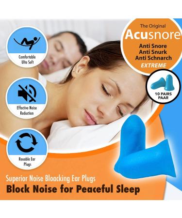 Acusnore Snore Stop Foam Ear Plugs - 10 Pairs | Instantly Reduce Snoring Noise | Best for Sleep & Peaceful Nights - Buy Online on GoSupps.com