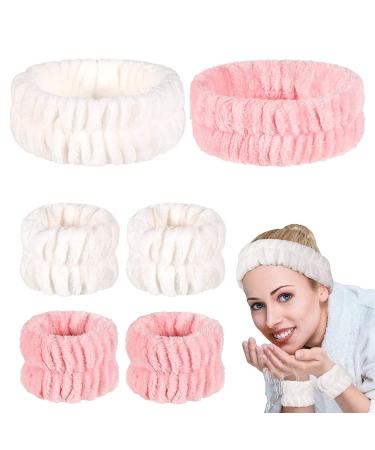 6 Pcs Face Wash Headband Spa Headband and Wristband Set Skincare Headbands Adjustable Elastic Hairbands for Washing Spa Yoga Sports Shower