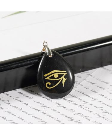 Stainless Steel Onyx Black Agate Bracelet with Obsidian Necklace Set - Eye of Horus Lucky Charm Pendant - Natural Gemstone Jewelry Set - Buy Online on GoSupps.com