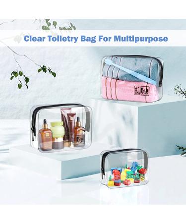 TSA Approved Toiletry Bag Clear Quart Bag Travel Makeup Bags 3 PCS Travel Accessories Small Cosmetic Pouch With Zipper Carry On Airport Airline Quart Size For Men Women Black Pack of 3 - Buy Online on GoSupps.com