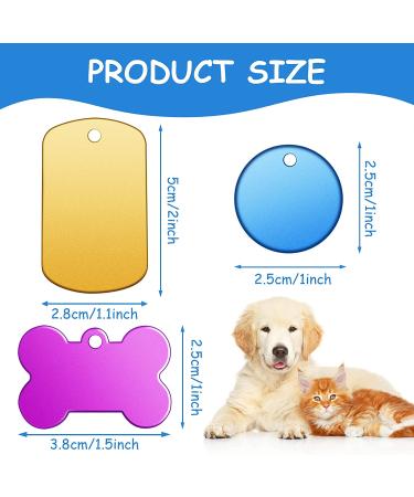 Frienda 60 Piece Colorful Blank Dog Tags - Personalized Aluminum ID Tags for Pets - Round & Bone Shape Stamping Blanks with Hole - Ideal for Dogs, Cats, & Crafts - Buy Online on GoSupps.com