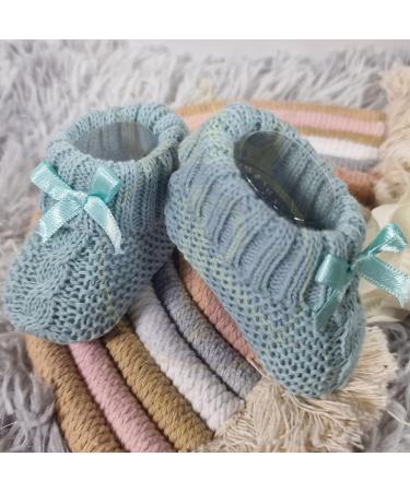 Royal Icon Soft Knitted Baby Booties with Bow for Newborns | 0-3 Months | Blue Green | Ideal for Indoor and Outdoor Use - Buy Online on GoSupps.com