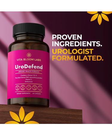 Vita Bloom Labs UroDefend UTI Protection Formula | Cranberry PACs | Physician Formulated | Additive Free + Gluten Free | Cranberry Extract, Pine Bark Extract, D Mannose, Vitamin C | 60 Capsules - Buy Online on GoSupps.com