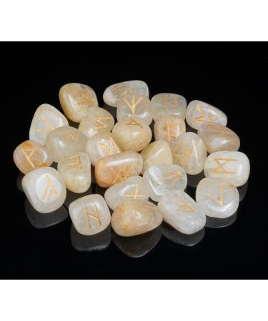 Crocon Golden Pyrite Rune Stones Set - Elder Futhark Alphabet Engraved Symbols for Chakra Balancing - 15-20mm Decorative Stones - Buy Online on GoSupps.com