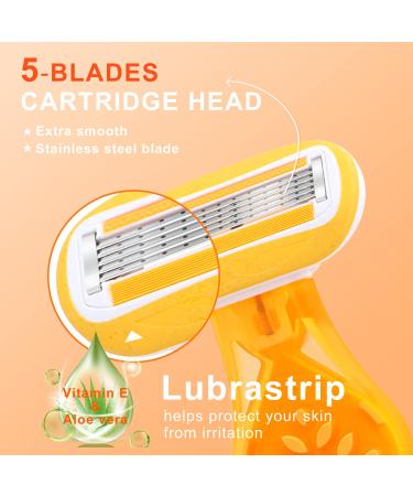 5-Blade Mini Razors for Women with Handle, Refills & Case - Portable & Travel-Friendly Orange Women's Razor for Smooth Shave - Buy Online on GoSupps.com