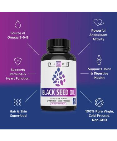 Zhou Nutrition Black Seed Oil - 60 Vegetarian Capsules for Wellness - Buy Online on GoSupps.com