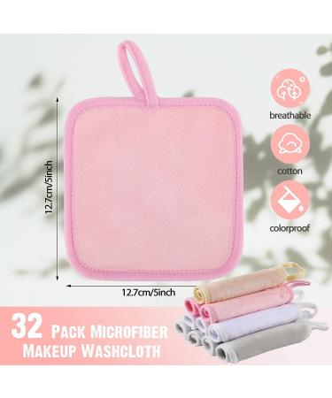 32 Pcs 5x5 Inch Soft Reusable Makeup Remover Pads - Microfiber Cloths for Eye Face - Washable Towel for Women - Classic Color - Buy Online on GoSupps.com