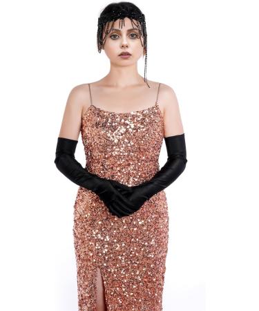 choyaxo 1920s Flapper Great Gatsby Accessories Set 1920s headpiece Roaring 20s Headband Long Gloves for Women Black Standard - Buy Online on GoSupps.com