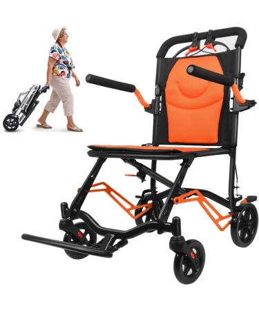 Super Lightweight Transport Wheelchair Folding Portable Transport Wheelchair Transit Wheelchairs for Adults and Seniors Load Capacity 120 Kg Durable