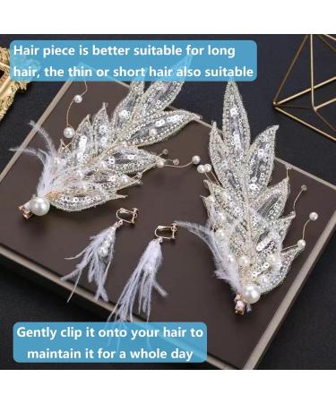 1 Pair Gold Fascinator Bridal Hair Clip Wedding Headband Hair Vine Headdress Pearl Feather Hair Piece Hair Pin Wedding Hair Accessories Bride Hair Clips for Prom Party - Buy Online on GoSupps.com