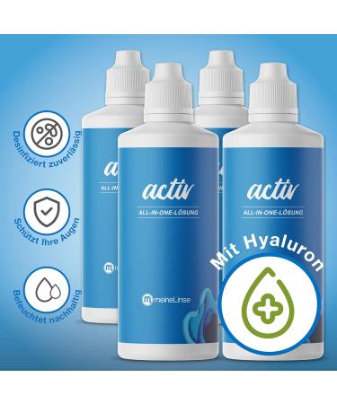 FLUESTIVE Contact Lenses with Hyaluron - Meinelinse Activ All-in-One Solution 4 Bottles x 380ml + 4 Lens Cases - Weekly & Monthly Wear - Buy Online on GoSupps.com