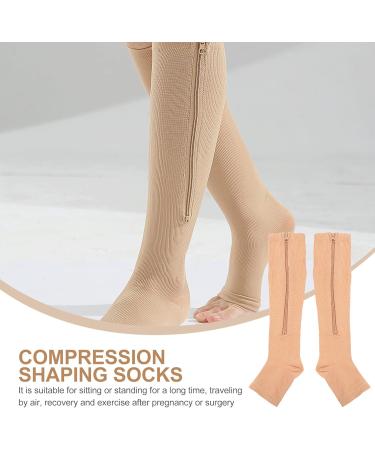 Faruta Knee-High Toe Socks - Support Stockings with Zipper for Walking & Running | Relief for Varicose Veins | Size L/XL Skin Color - Buy Online on GoSupps.com