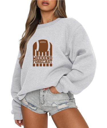 Yihaojia Womens Graphic Oversized Crewneck Sweatshirts Long Sleeve Drop Shoulder Football Sweatshirts Casual Pullover Top Gray#67 XX-Large - Buy Online on GoSupps.com