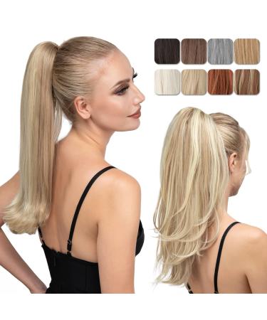 youngways Clip in Ponytail Extension Dirty Blonde 18 Inch Drawstring Pony Tails Hair Extensions for Women Long Curly Wavy Ponytail Hair piece Synthetic Fake Versatile Pony