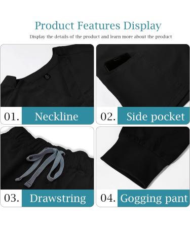 VIAOLI Women's Scrubs Set - Black Small, Clinical Modern Athletic Suit with 10 Pockets - Buy Online on GoSupps.com