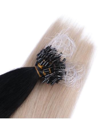 Micro Ring Hair Extensions #1B/Gray Ombre - 60cm 150 Strands 100% Remy Real Hair - Easy Use Professional Quality - Buy Online on GoSupps.com