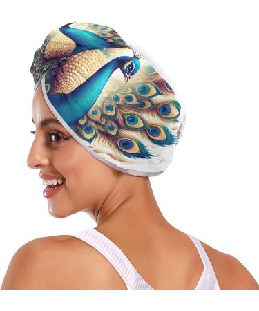 Peacock Hair Towel 2 Pack - Super Absorbent Quick Drying Turbans for Women & Girls | Perfect Hair Drying Solution - Buy Online on GoSupps.com