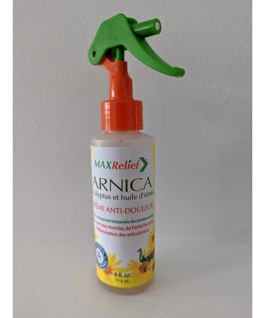 MaxRelief Arnica Pain Relief Spray - Australia's #1 - now available in Canada - Arnica Eucalyptus & Emu Oil - 4 oz - 3X times more Arnica than other Pain Sprays Chosen by Sufferers of Back Neck & Muscle Pain & Reduces Arthritis Pain & Joint Inflammation - Buy Online on GoSupps.com