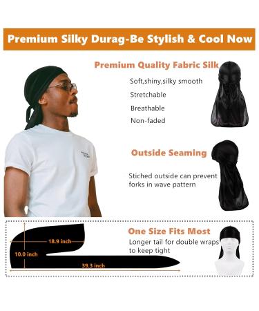 Men's Curly Hair Silk Bonnet Set - 360 Wave Durag & Bonnets - Set of 3 | Pack of Silk Sleep Caps - Buy Online on GoSupps.com